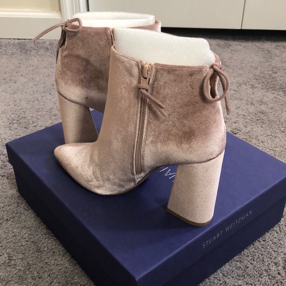 💫 HP💫Stuart Weitzman velvet block heel booties - Picture 6 of 8